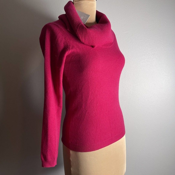 100% Cashmere Pure Collection Cowl Neck Sweater Winter Crimson NWT Size 2 EU 34 - Picture 2 of 11